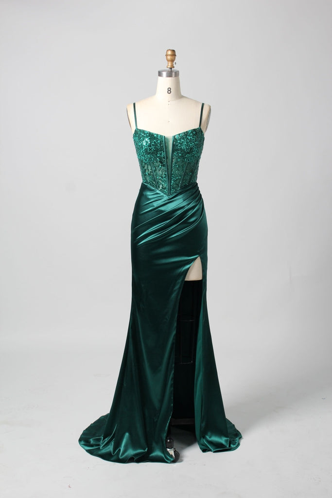 Front of green corset freyer dress