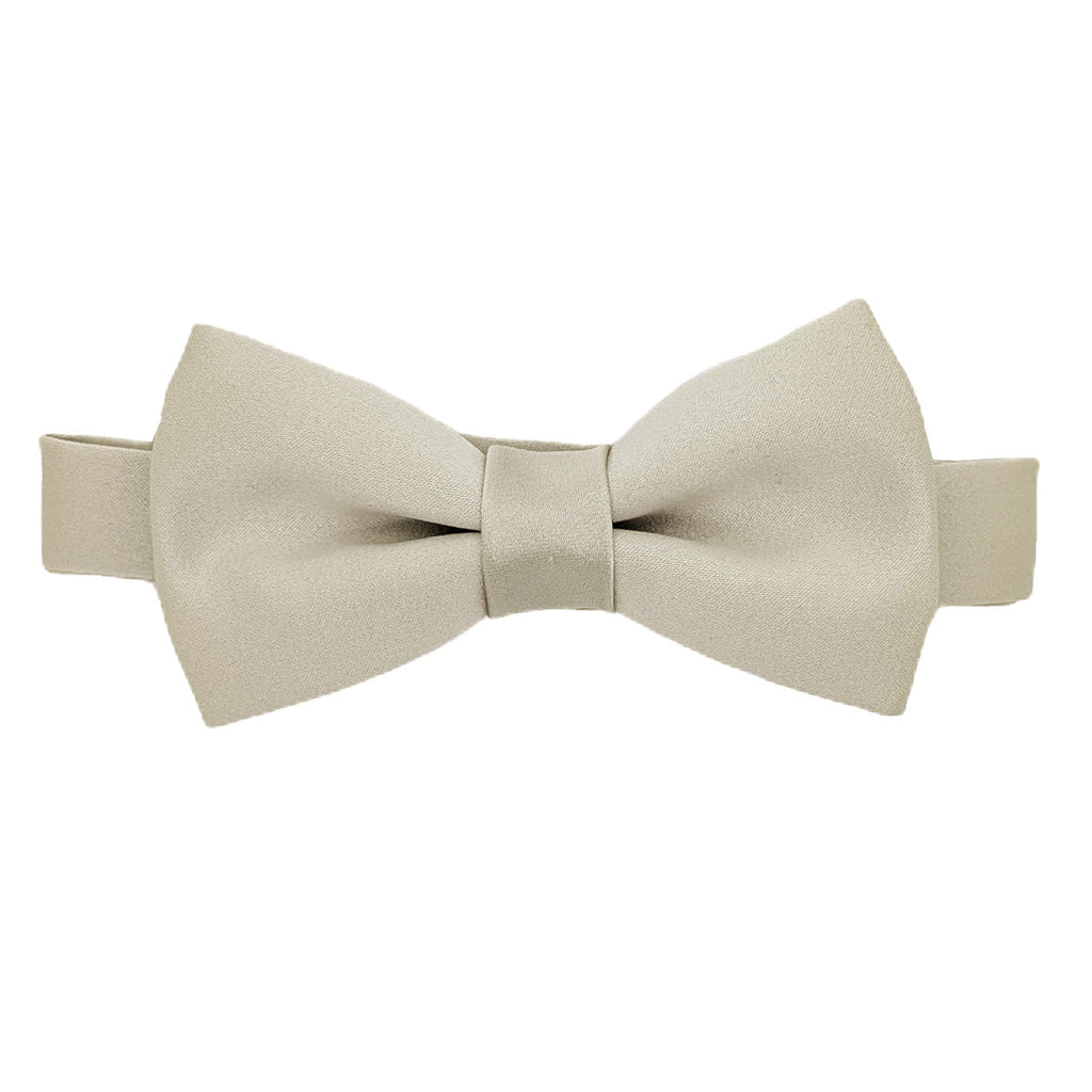 Boys Silver Birch bow tie with adjustable strap, ideal for weddings. Durable, easy-care fabric handmade in the UK for formal children's outfits.