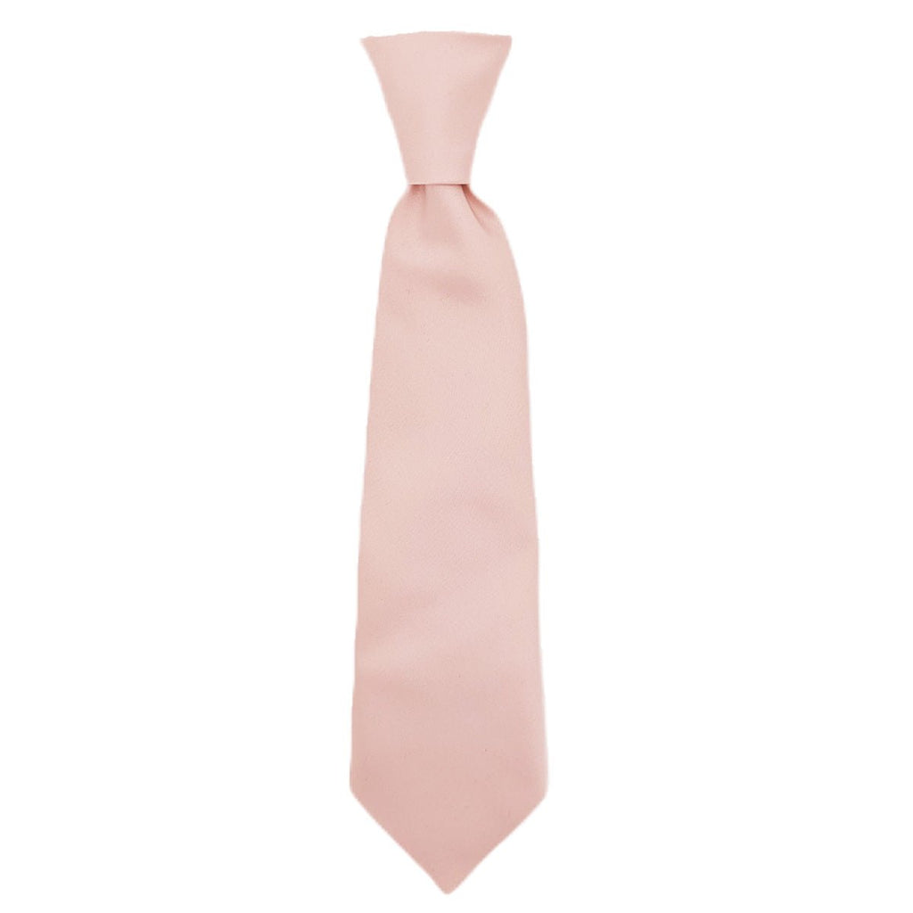 Blush Pink Boys Tie in classic knot style, ideal for weddings. Childrenswear accessory for ages 5-12, made from durable polyester.