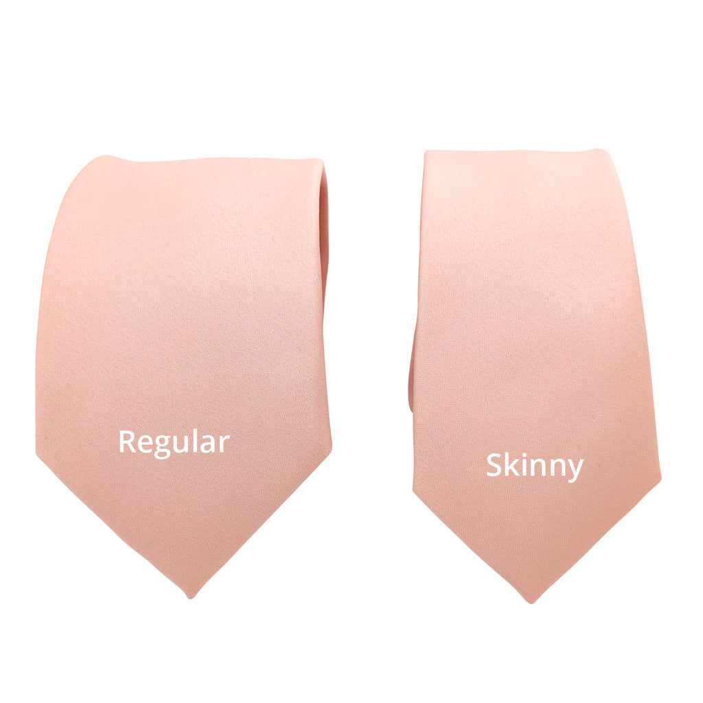 Side-by-side comparison of Vintage Rose Wedding Tie in regular and skinny widths, offering versatile options for different groom styles.