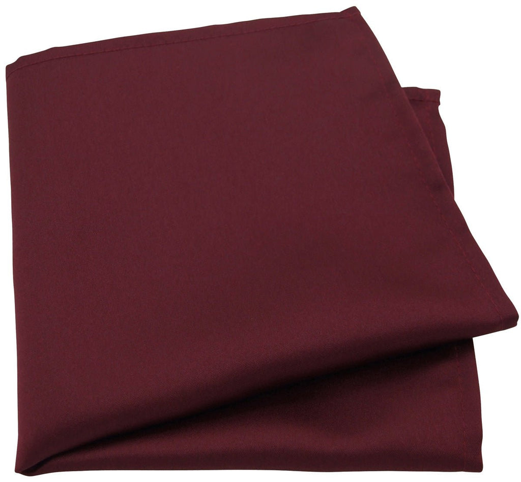Burgundy Pocket Square - Satin Finish | 25cm x 25cm, Polyester. Elegant handkerchief with smooth texture, ideal for formal wedding attire.