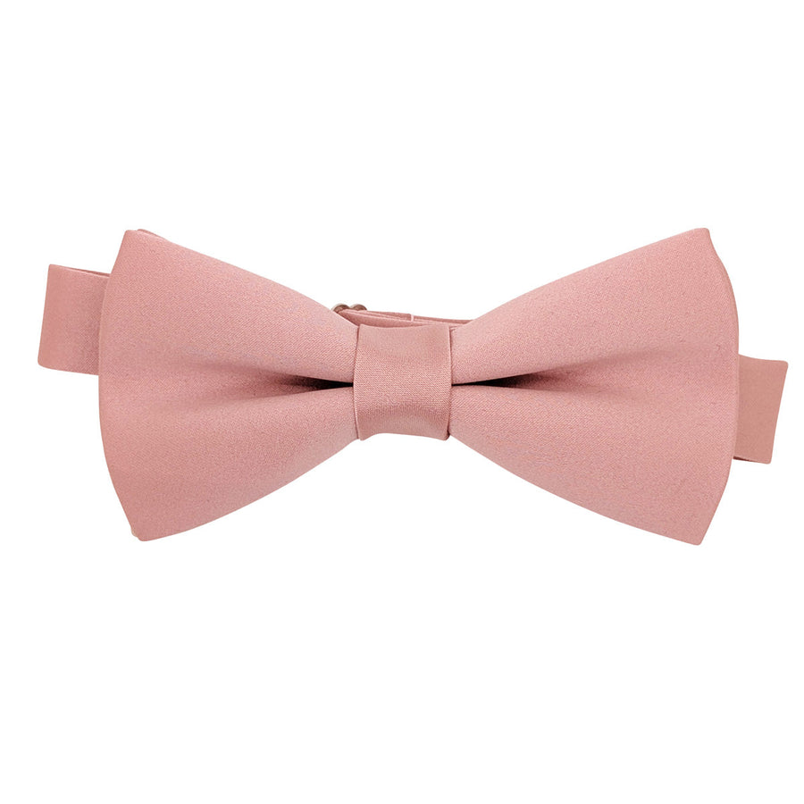 Rose Gold Bow Tie - Elegant Wedding Attire | Adjustable, Handmade. Pre-tied satin bow tie in rose gold, ideal for formal wedding outfits.
