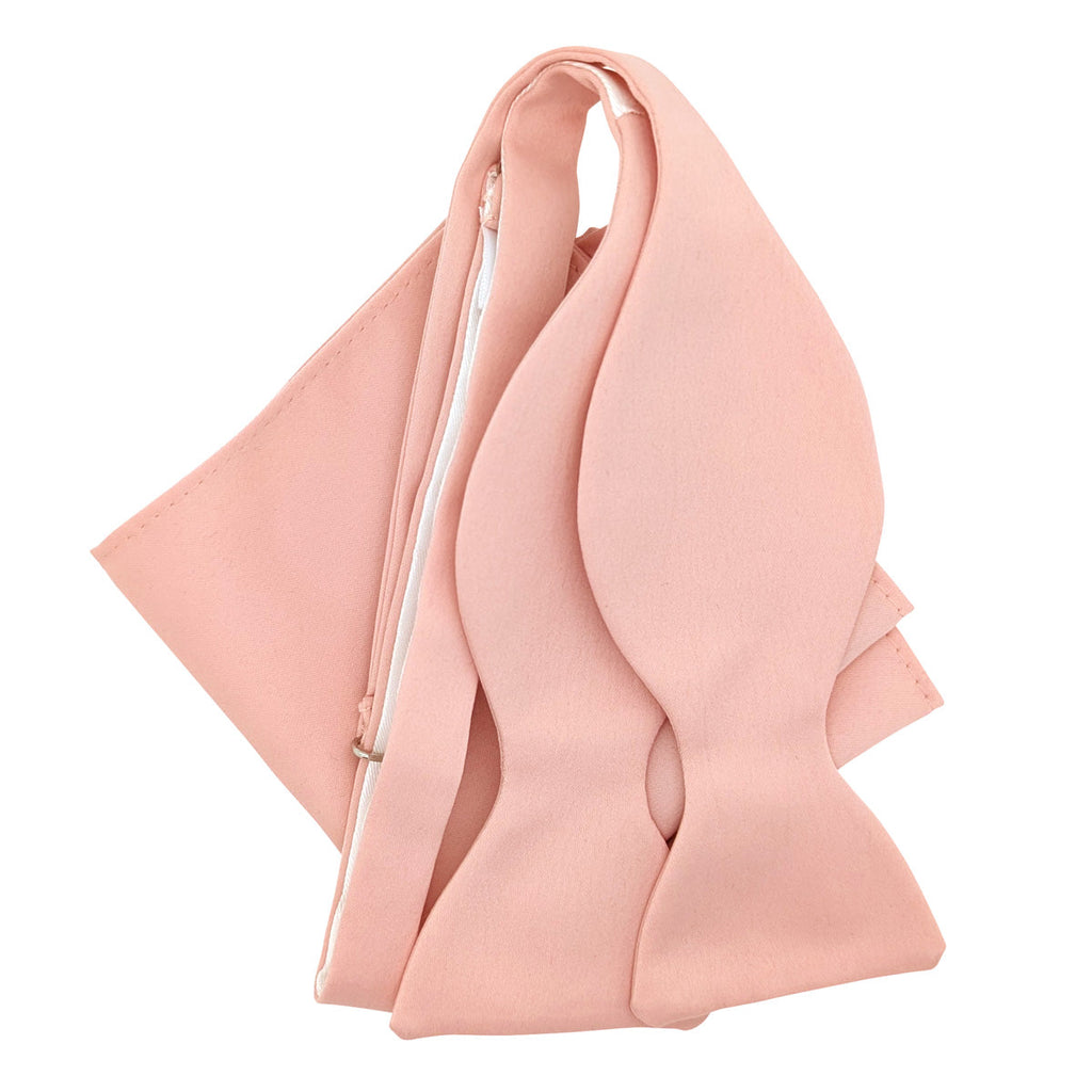 Self-tie Vintage Rose Bow Tie with matching pocket square, ideal for wedding parties seeking a cohesive and refined look.