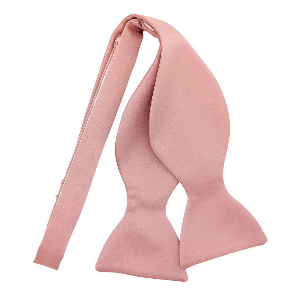 Rose Gold Bow Tie - Elegant Wedding Attire | Adjustable, Handmade. Self-tie rose gold bow tie in satin finish, perfect for grooms and groomsmen.
