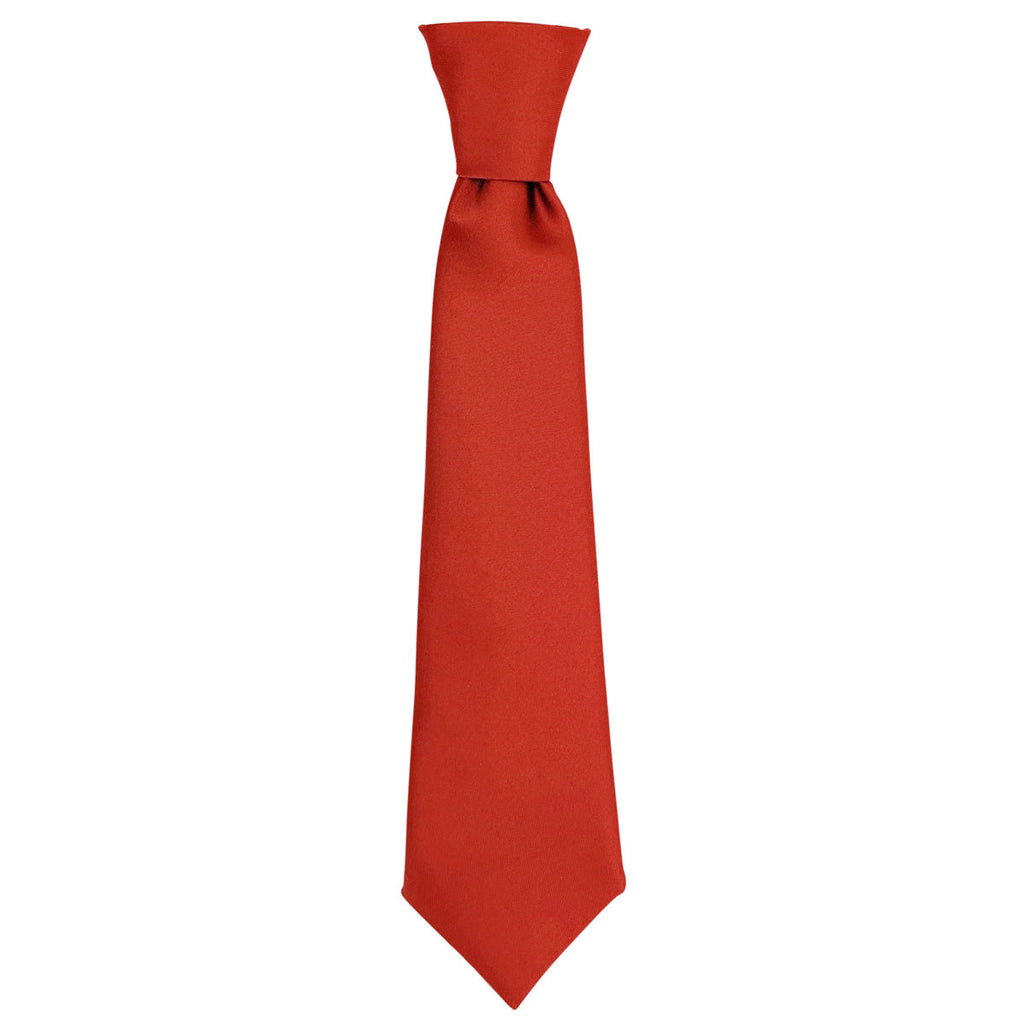 Sienna Boys Tie in plain red, pre-tied with elastic for ages 5 and under, made from 100% polyester. Ideal for formal childrenswear outfits.