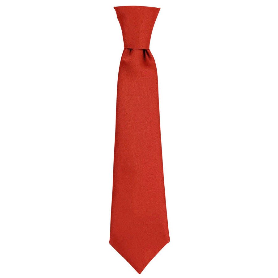 Sienna Boys Tie in plain red, pre-tied with elastic for ages 5 and under, made from 100% polyester. Ideal for formal childrenswear outfits.
