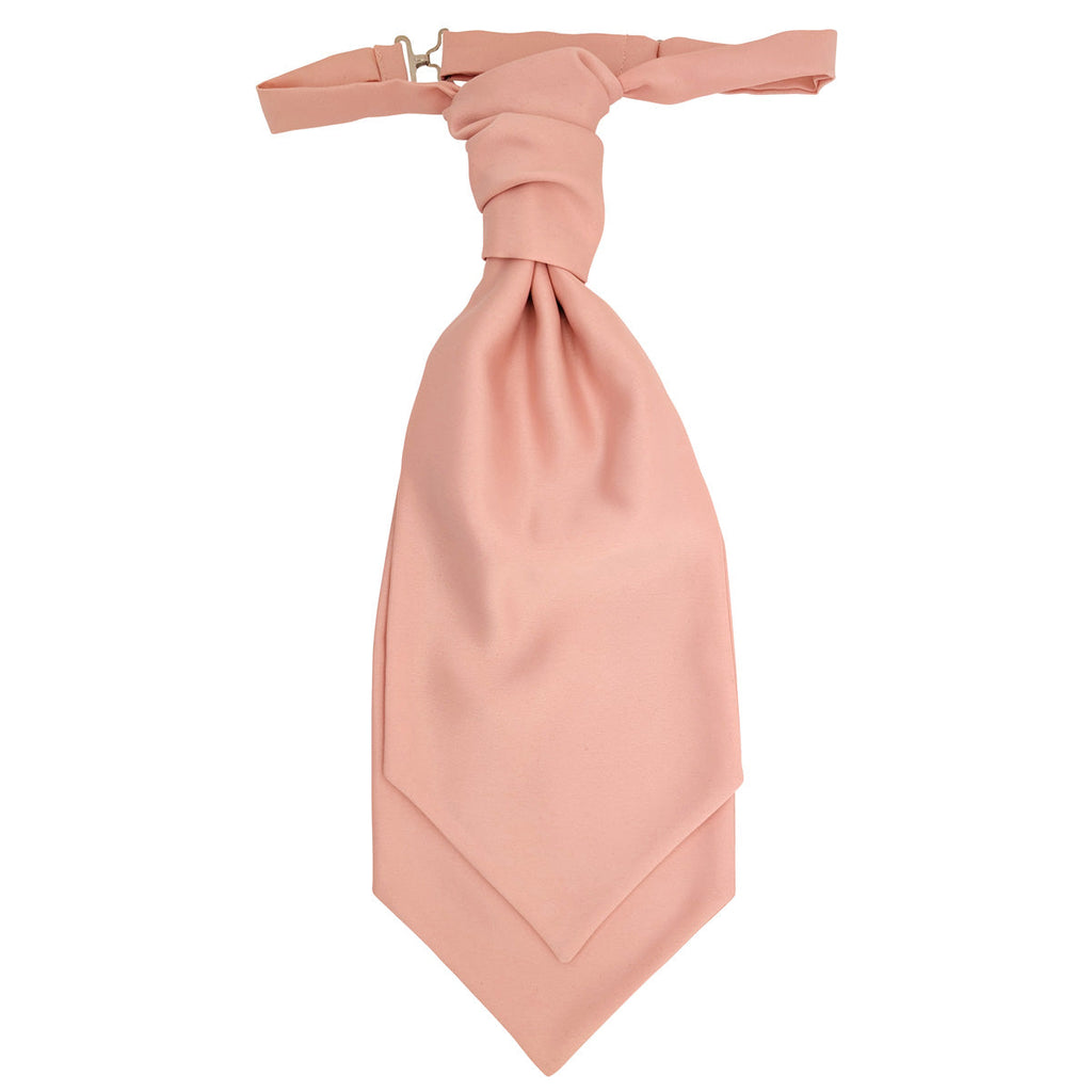 Vintage Rose Wedding Cravat in soft pink with a classic ascot knot, ideal for groomsmen or formal wedding attire in over 500 color options.