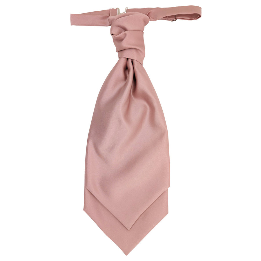 Suede pink boys cravat for weddings, designed for ages 5-12 with adjustable neck strap. Elegant necktie accessory for formal childrenswear.