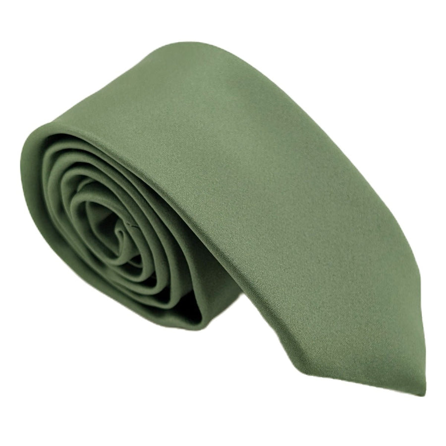 Handmade Dark Sage Wedding Tie rolled for display, perfect accessory for weddings and formal events in earthy tones.