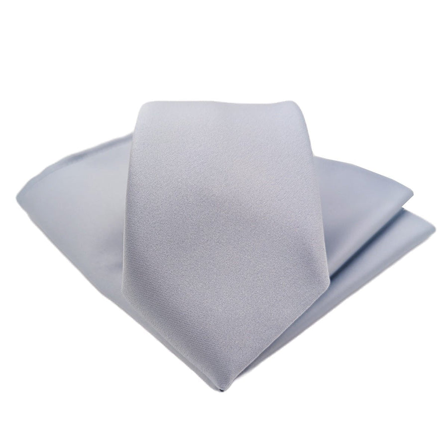 Dusty Blue Boys Tie folded neatly to highlight its elegant finish. A stylish handmade necktie for children's formalwear.