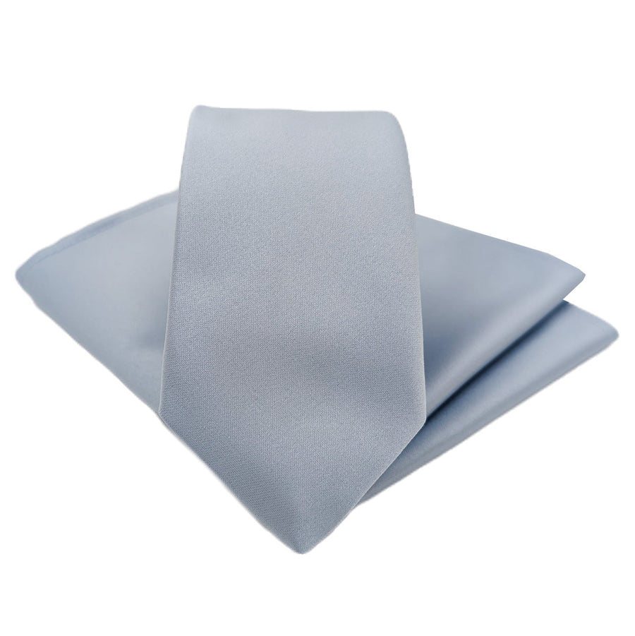 Dusty Blue Pocket Square - Wedding Accessory | Handmade, 25cm paired with matching tie, ideal for coordinated wedding attire.