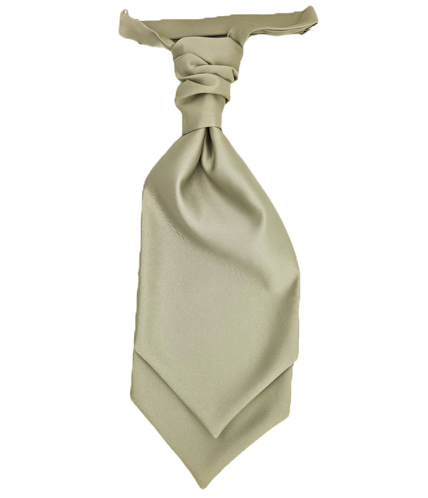 Light Sage Boys Wedding Cravat with adjustable neckband, ideal for ages 5-12. Elegant polyester necktie for formal events and weddings.
