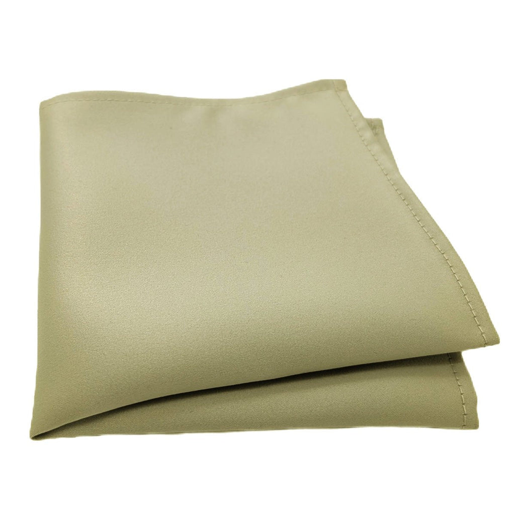 Light Sage Pocket Square in plain polyester fabric, ideal for weddings and formal events. Measures approximately 25.5cm x 25.5cm.
