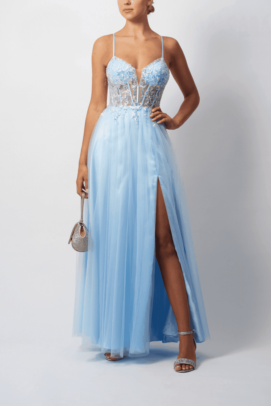Baby blue bridesmaid ballgown