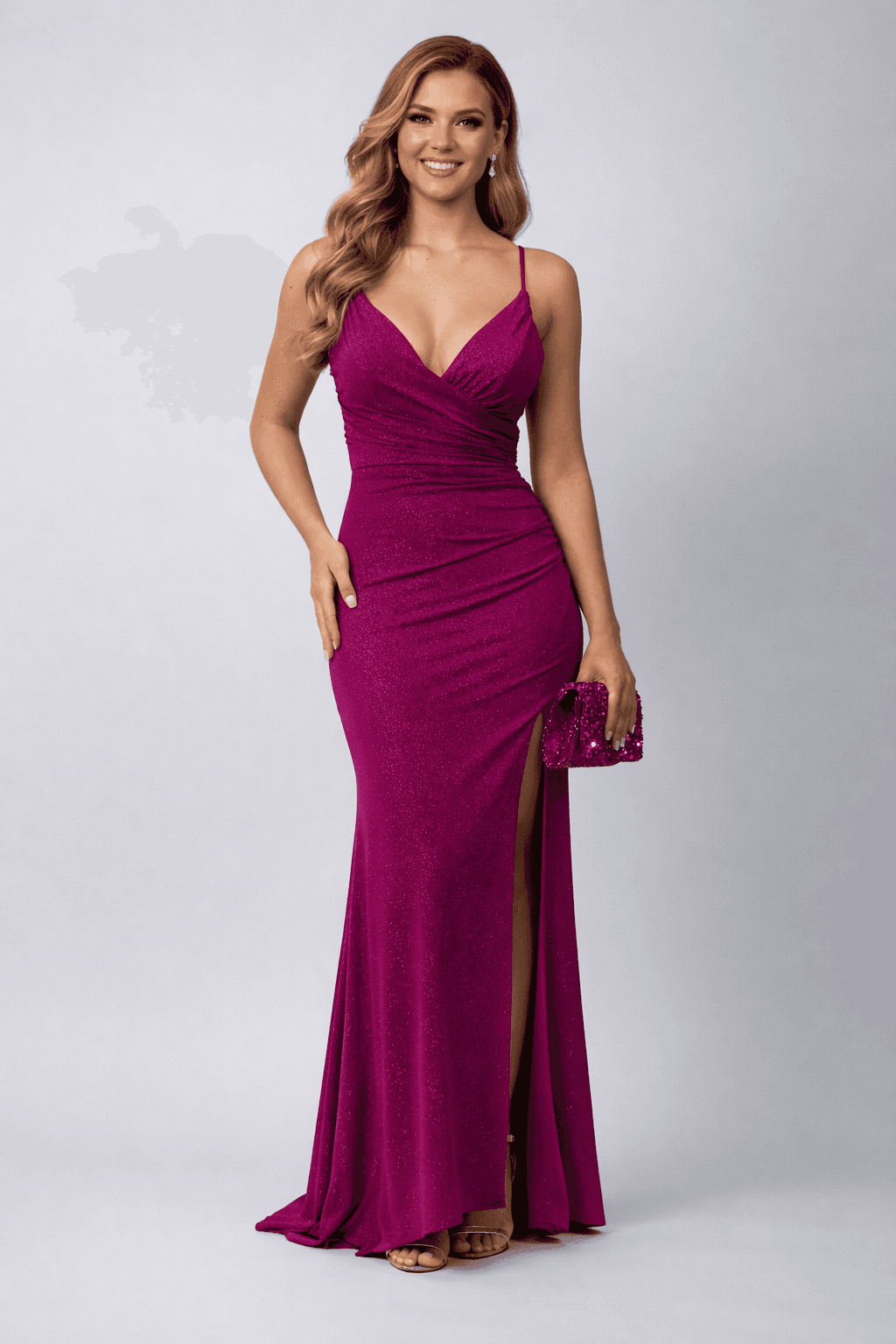 Magenta Glitter Lace Back Dress - Jersey | Lace-Up, Glitter Magenta Glitter Lace Back Dress - Jersey | Lace-Up, Glitter