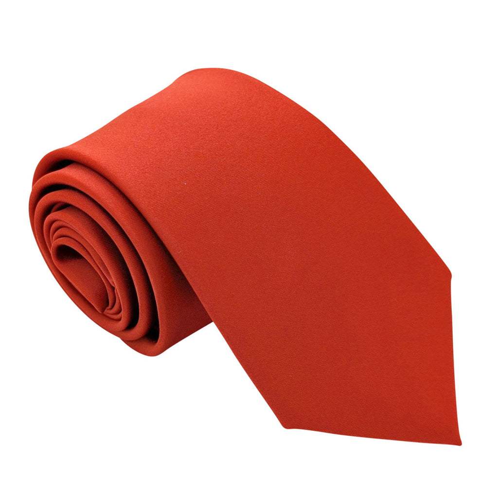 Sienna Wedding Tie - Handmade Groom Accessory in burnt orange, rolled and displayed for elegant wedding attire.