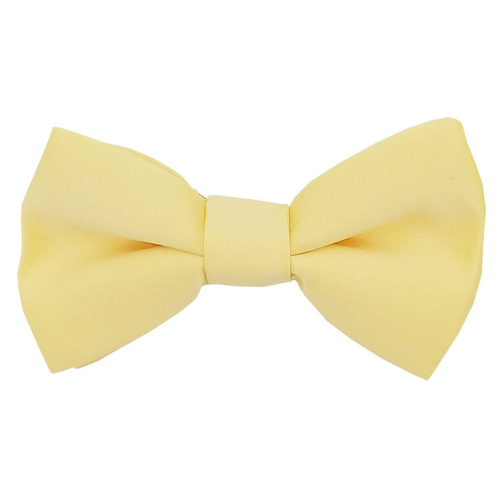 Sherbet Lemon Bow Tie - Wedding Accessory | Men's Handmade in soft yellow polyester, ideal for formal events and groomsmen attire.