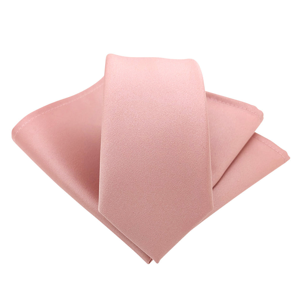 Rose Gold Tie and Pocket Square Set - Wedding Accessory | Handmade, Durable. Ideal for groomsmen or formal wedding ensembles.