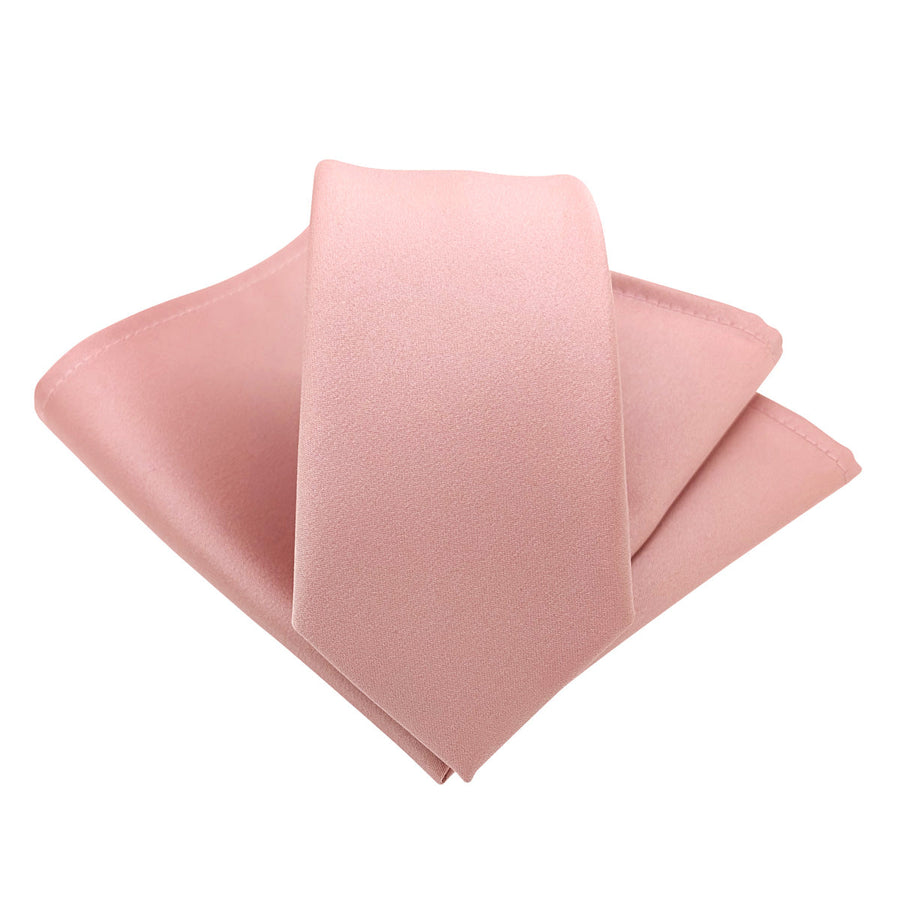 Rose Gold Tie and Pocket Square Set - Wedding Accessory | Handmade, Durable. Ideal for groomsmen or formal wedding ensembles.