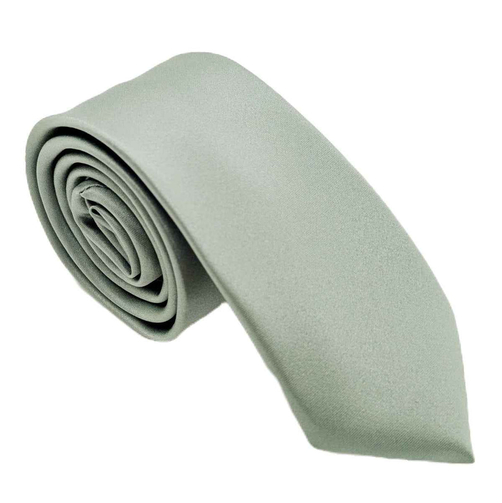 Rolled Seagrass Boys Tie showcasing soft green fabric. Perfect for formal events, this handmade UK necktie suits page boys in two sizes.