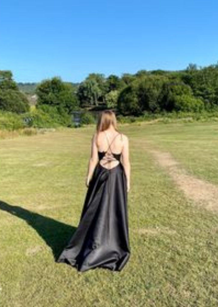 BAILEY - Black Lace Satin Dress by Jessica Stuart