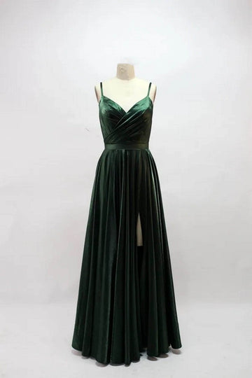 32569 Green Shimmer full skirted dress on a mannequin -