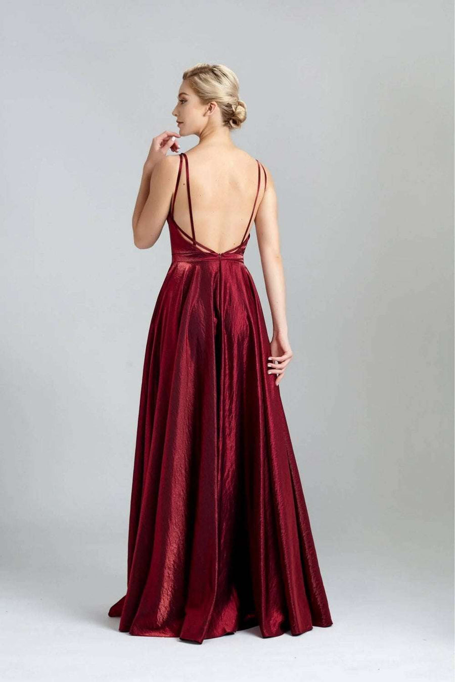 32569 Wine Shimmer full skirted dress - Cargo Clothing