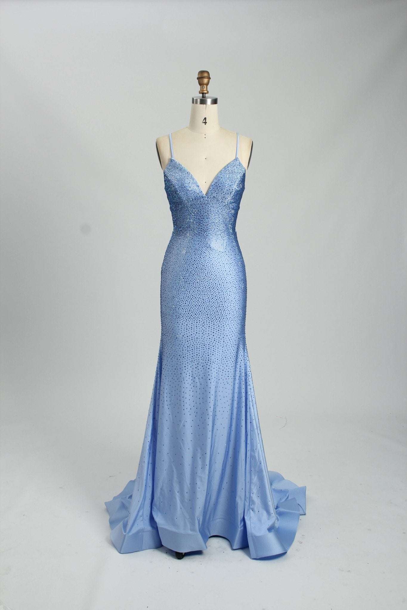 Poppy Long Prom Dress - Blue Rhinestone | Backless Slim Fit Poppy Long Prom Dress - Blue Rhinestone | Backless Slim Fit