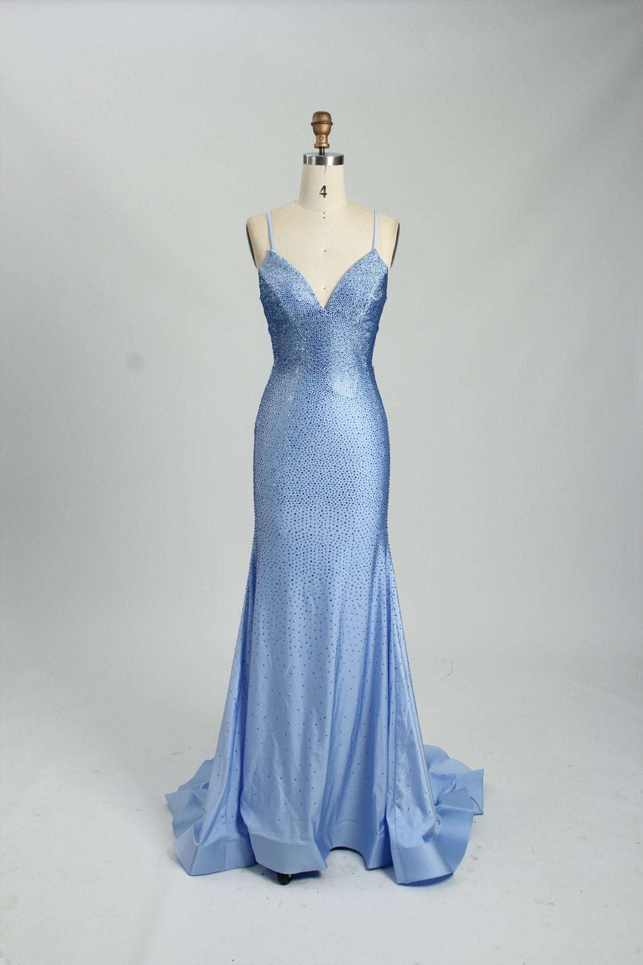 Poppy Long Prom Dress - Blue Rhinestone | Backless Slim Fit Poppy Long Prom Dress - Blue Rhinestone | Backless Slim Fit