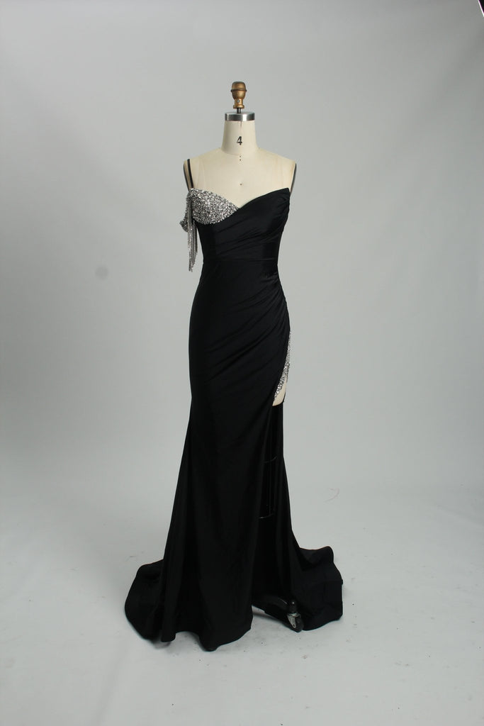 sexy jewelled evening gown in black