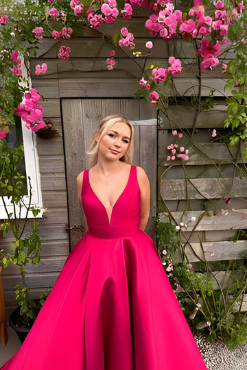 pretty girl in hot pink ballgown by tiffanys  prom Makenna