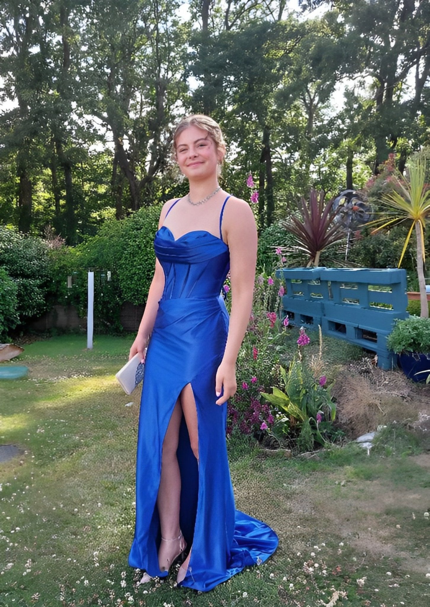 Royal Blue Corset Prom Dress in Royal Blue