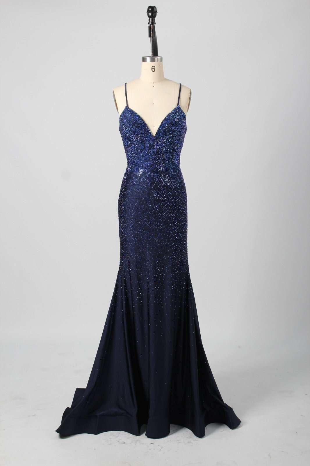 Poppy - Navy Rhinestone Long Prom Dress - Jessica Stuart Poppy - Navy Rhinestone Long Prom Dress - Jessica Stuart