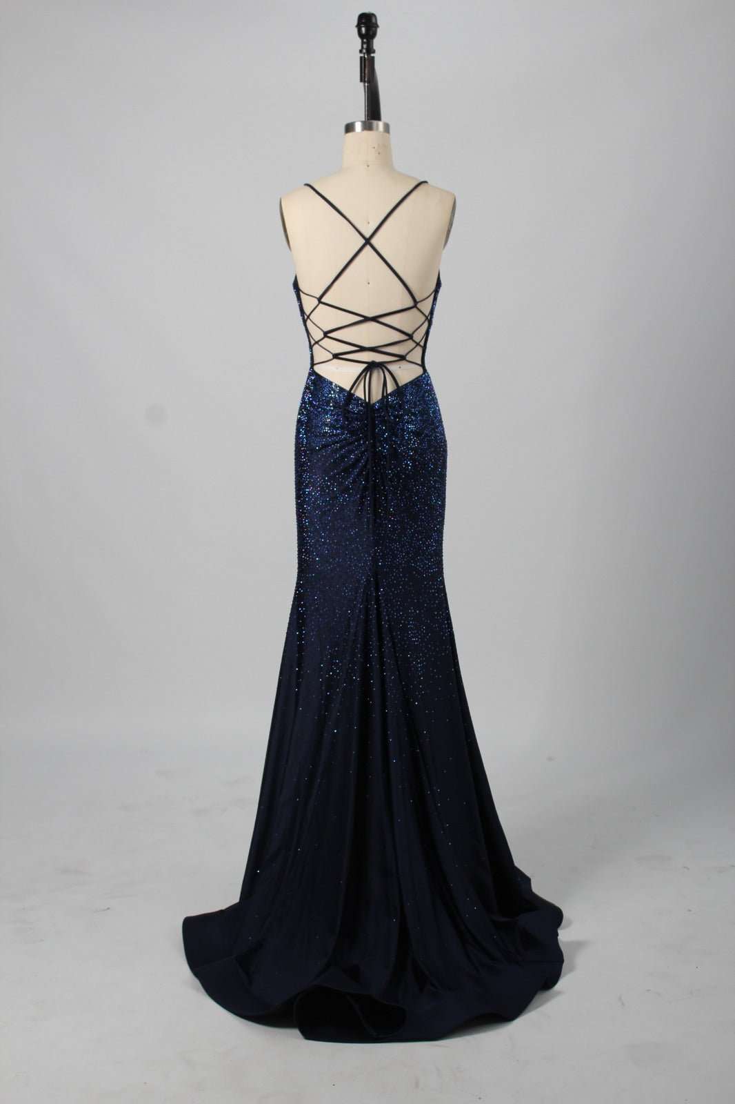 Poppy - Navy Rhinestone Long Prom Dress - Jessica Stuart Poppy - Navy Rhinestone Long Prom Dress - Jessica Stuart