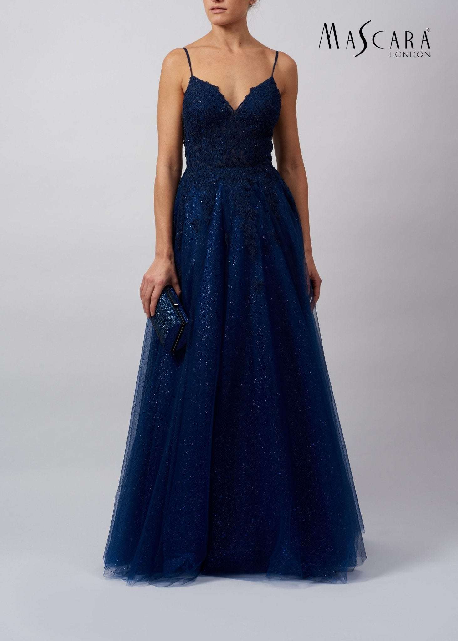 mascara navy prom dress Mascara MC18328 Prom Dress - Navy Tie Back