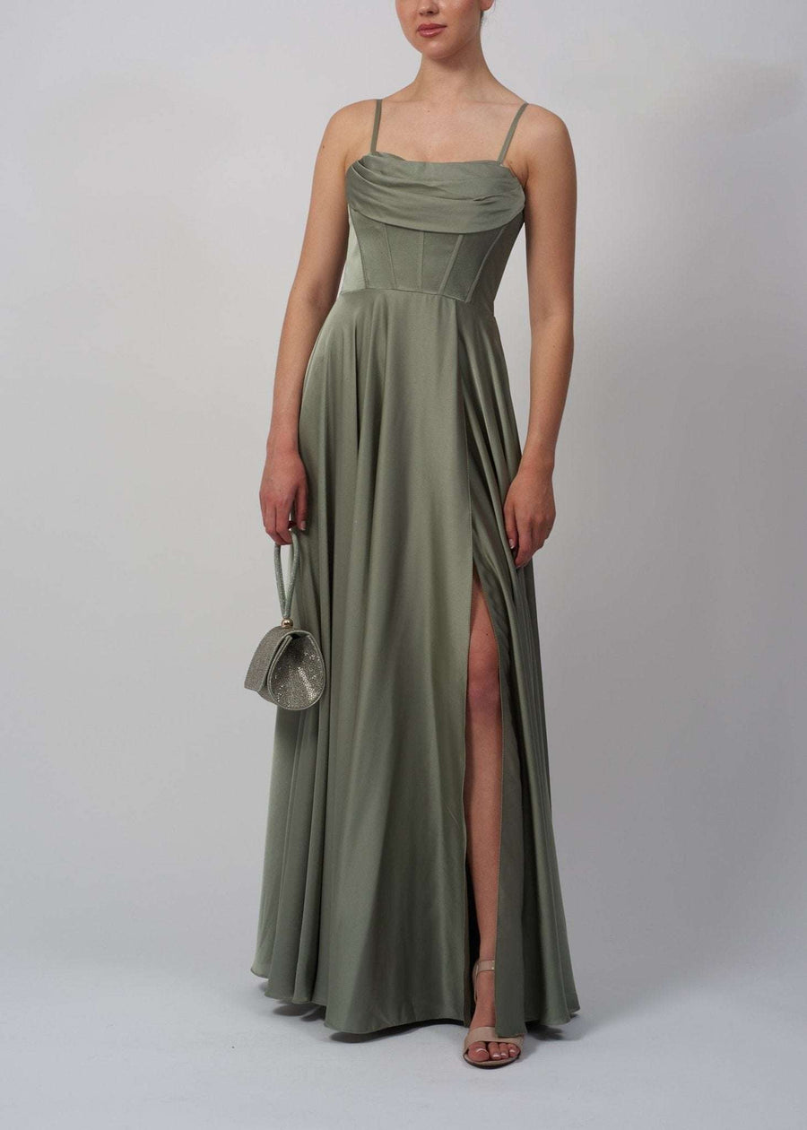 khaki dress formal Sarlyn Long Sleeve Maxi Dress in Khaki