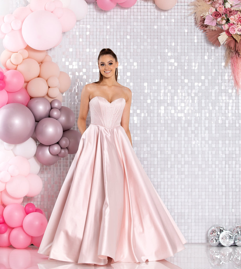 Tiffanys Illusion Sundae Pink Satin Ballgown