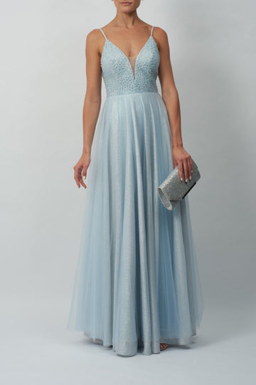 Baby Blue MC120130 Sparkle Tulle Prom Dress - Cargo Clothing
