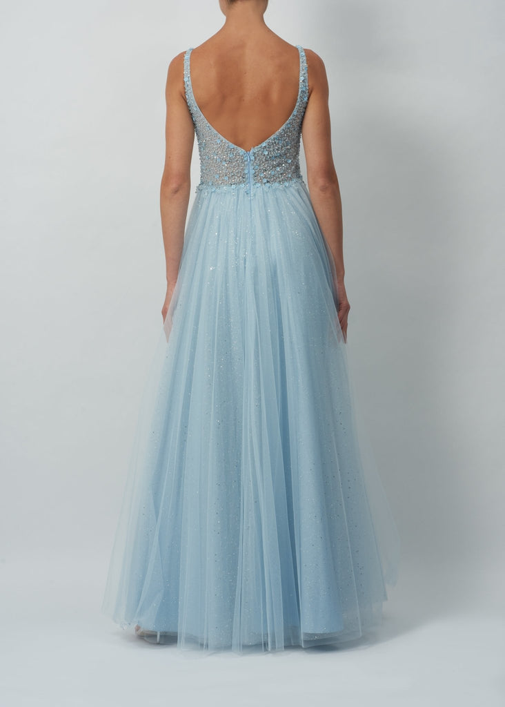 Baby Blue Sparkle Petal Prom Dress MC120137