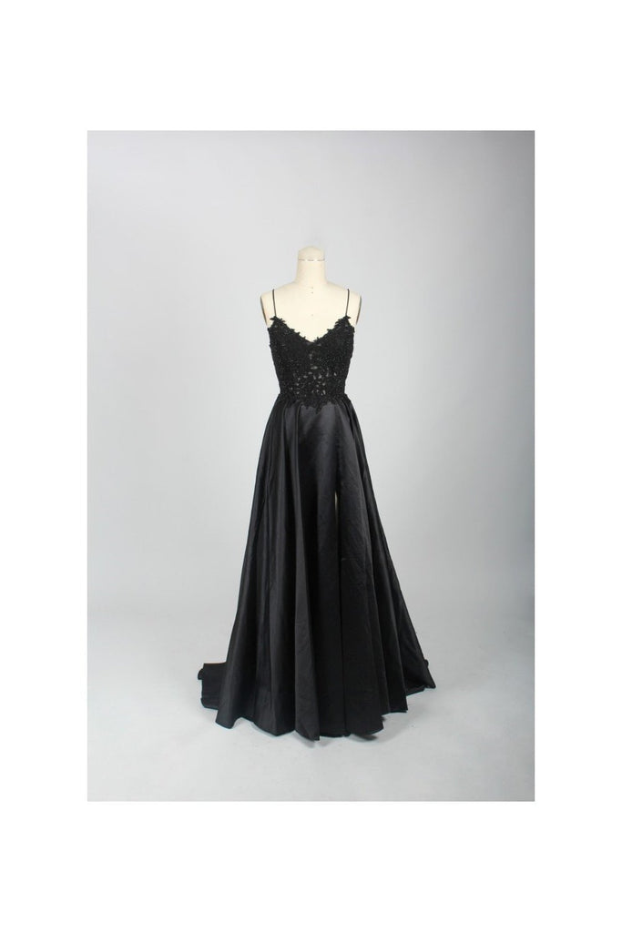 BAILEY - Black Lace Satin Dress - Cargo Clothing