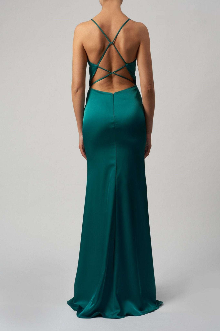 Black MC191014 Satin Strap Back Dress - Cargo Clothing