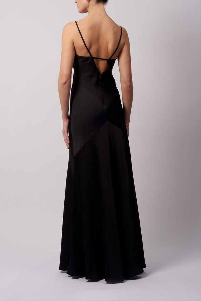 Black MC191022 Slick Satin Dress - Cargo Clothing