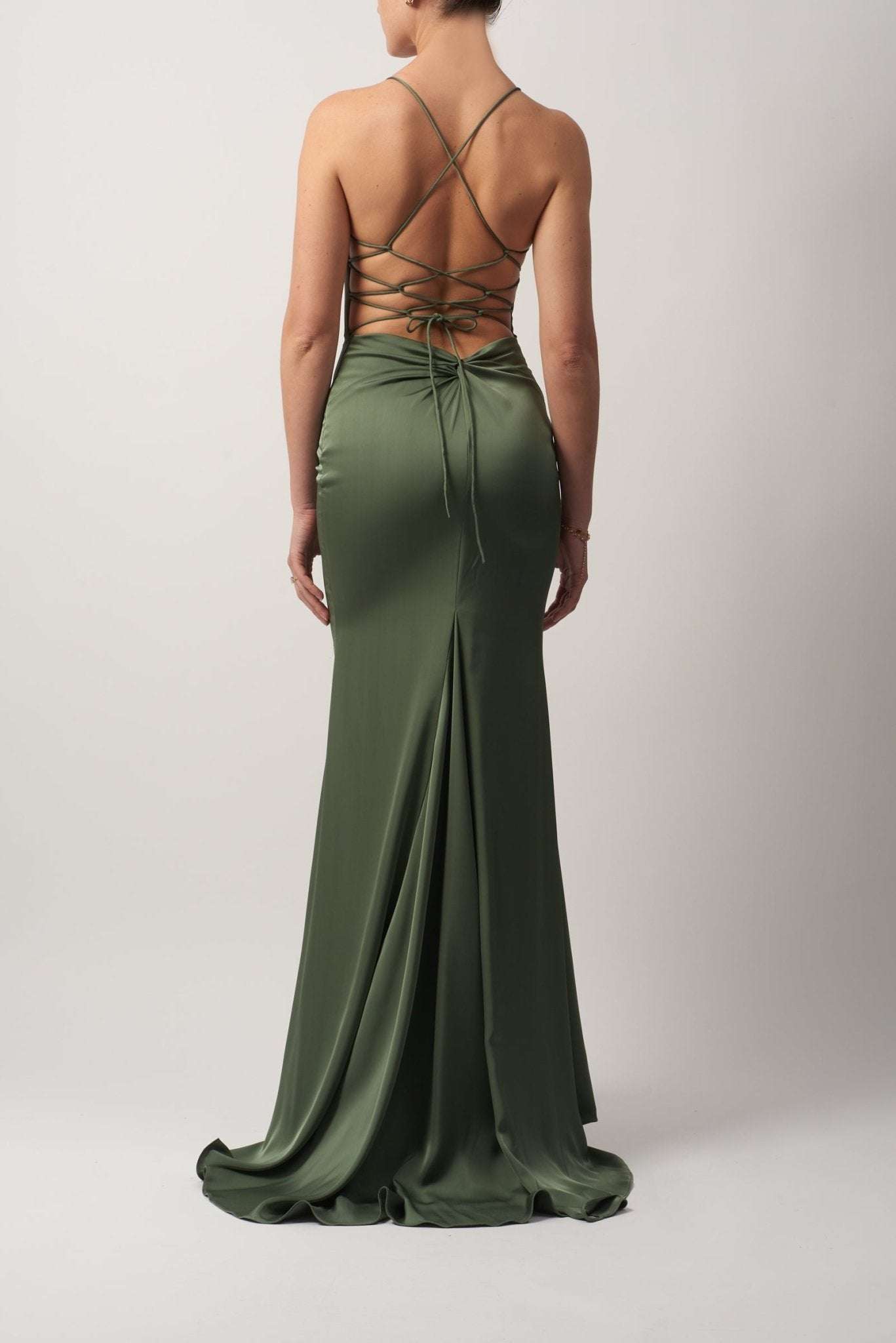 MC192017 Satin Low Back Strap Dress in BLACK @ Cargo Clothing