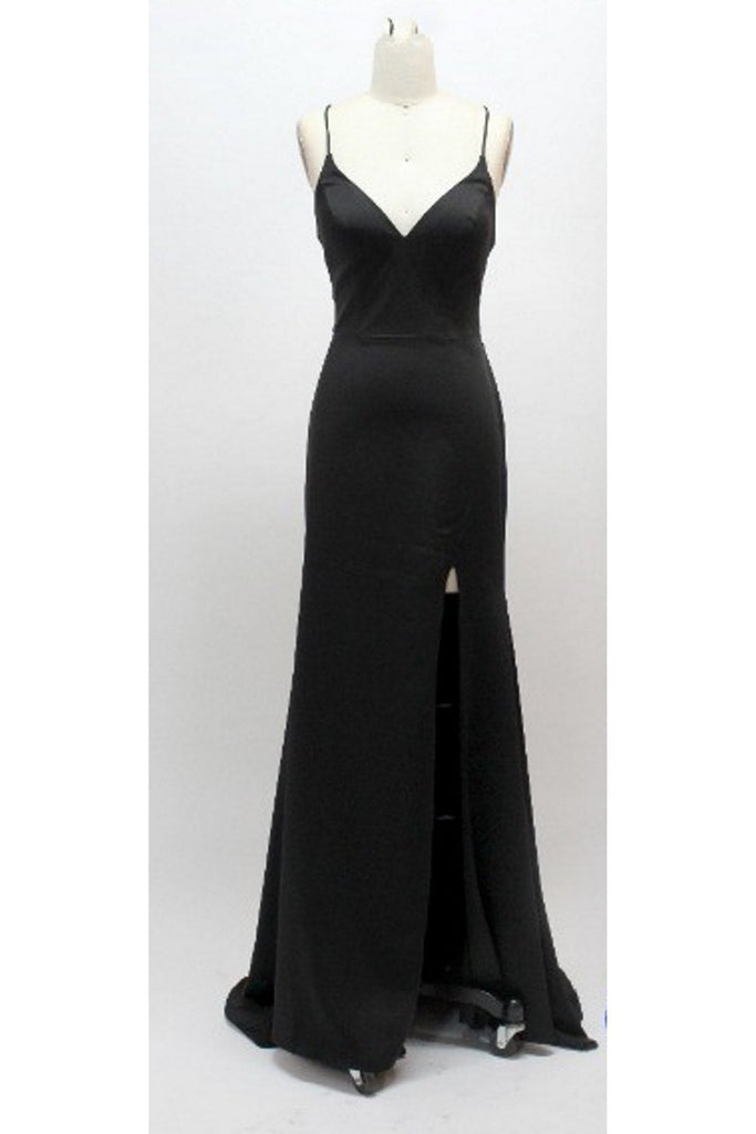 Black QT011 open lace up back dress - Cargo Clothing