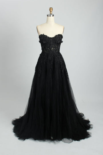 Black YLONA Corset Top Tulle Dress