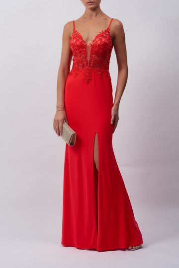 Coral Slim Fitted Prom Dress by Mascara MC290113