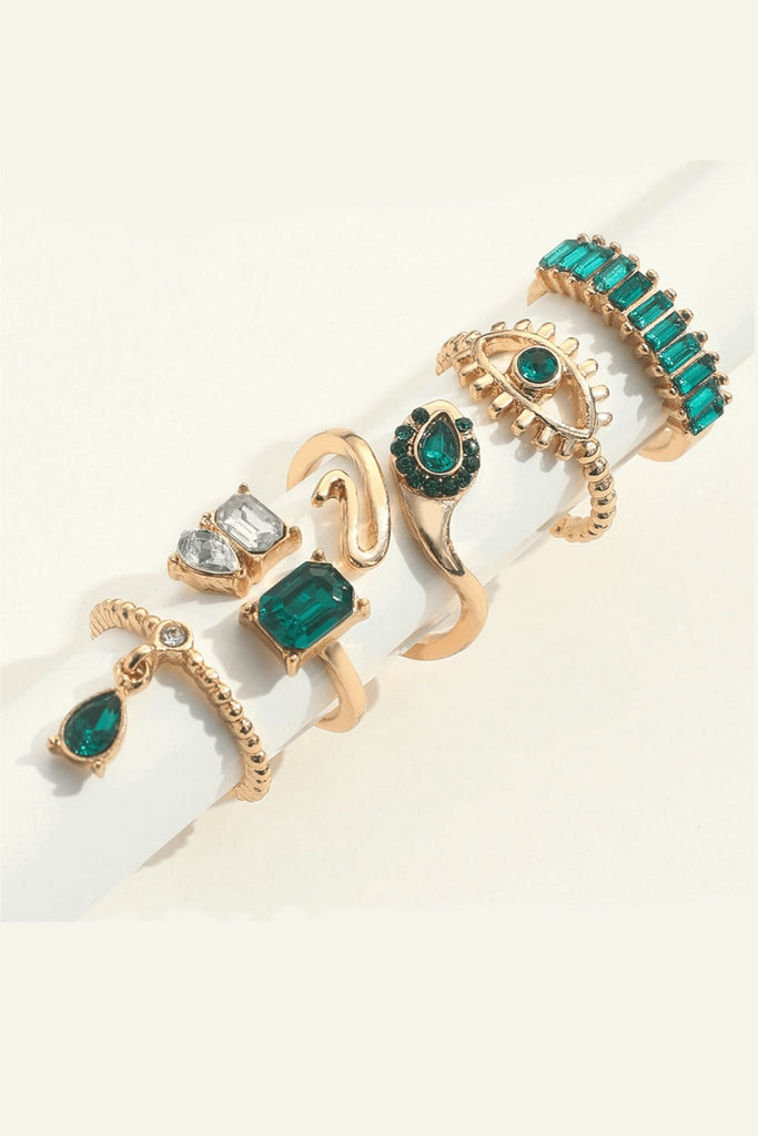 Emerald and Gold Cocktail Rings (Set of 4) J0856HB