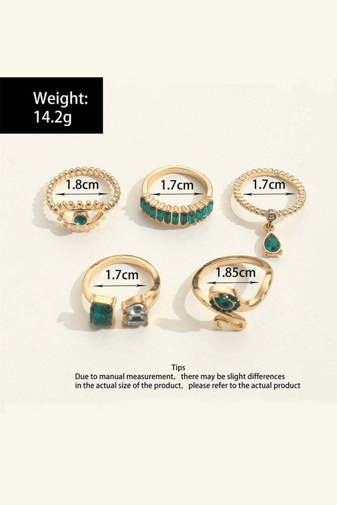 Emerald and Gold Cocktail Rings (Set of 4) J0856HB - Cargo Clothing