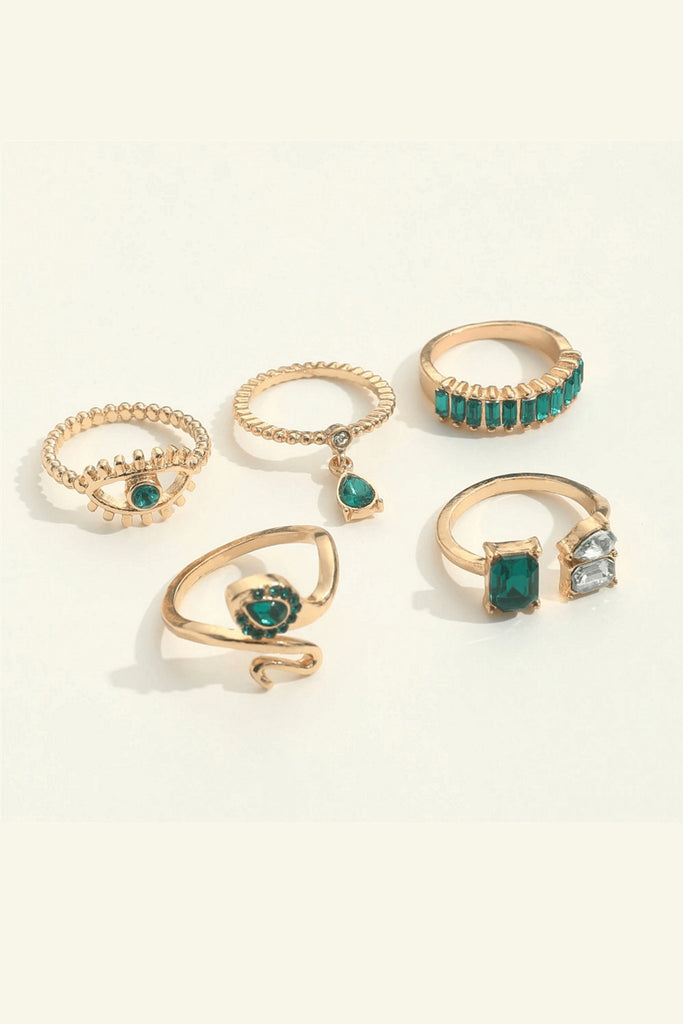 Emerald and Gold Cocktail Rings (Set of 4) J0856HB