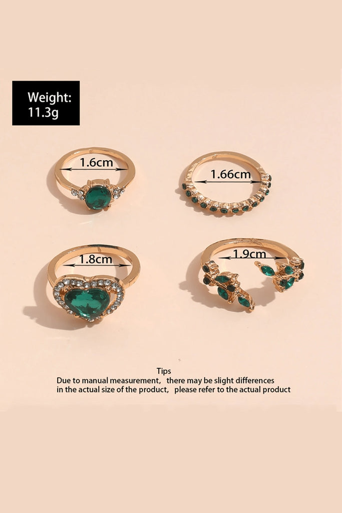 Emerald and Gold Nature Lover Ring Set (Set of 4) - Cargo Clothing